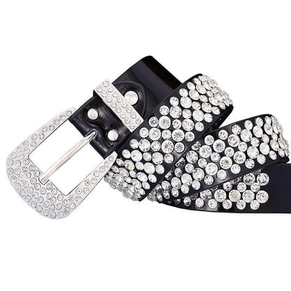 Fashion Genuine Leather Luxury Shining Rhinestone Belts For Women Soft Wear Classic Diamond Belt Female Quality Strap Width 3 3 Jordin by Zictor