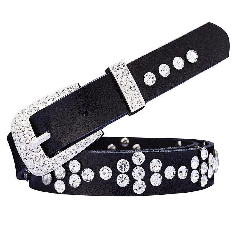 Belt to Strass in Leather for women, model Oaklynn - Zictor