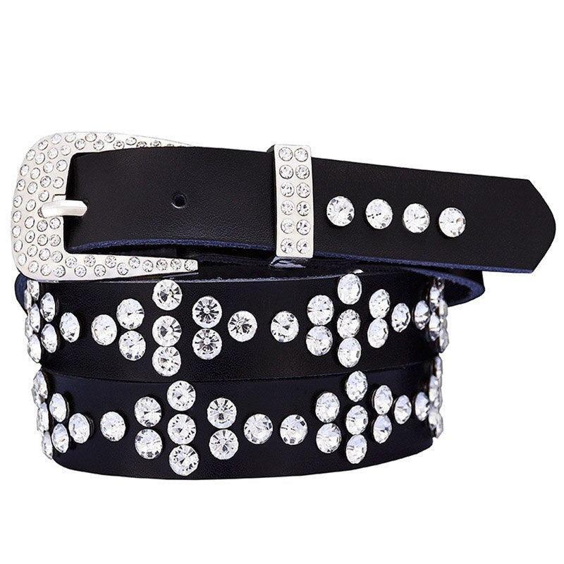 Belt TO Strass In Leather For Women Model Oaklynn by Zictor