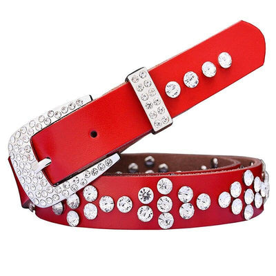 Red Crystal Strass Belt For Women - Model Oaklynn
