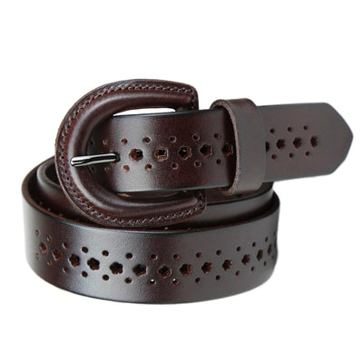 Openwork Belt For Women Cognac Color - Model Noble