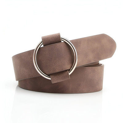Sleek Belt With Silver Round Buckle - Morgana