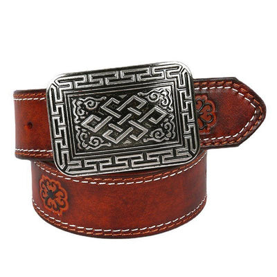 Western Belt With Floral Engraving - Model Chineye