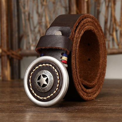 Belt western in leather, model Leslie - Zictor