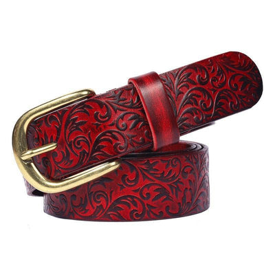 Belt For Women Floral Gold Buckle - Model Saige
