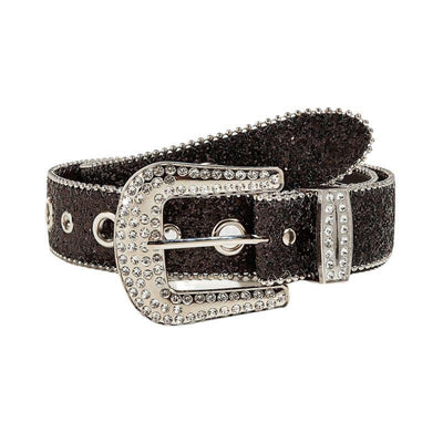 Sequin Belt With Strass Buckle And Vegan Strap - Model Logani