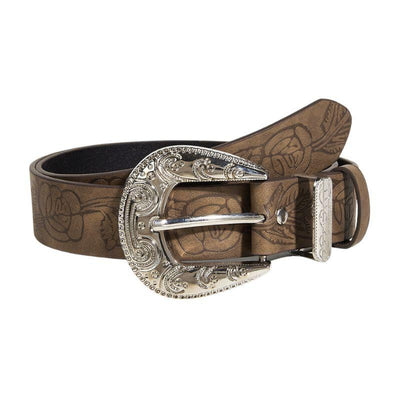 Brown Floral Western Belt - Model Tatem