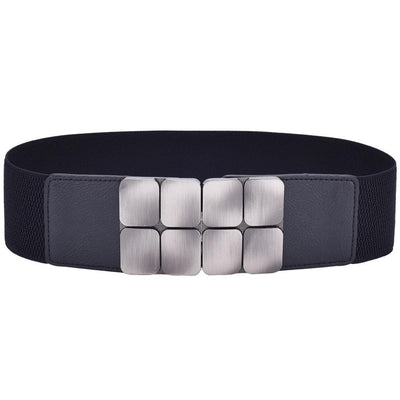 Wide Elastic Belt For Women Silver Buckle - Model Rizki