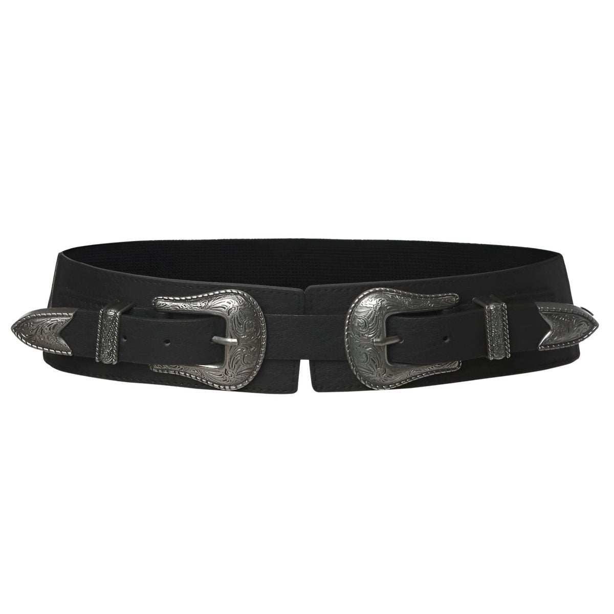 Belt wide and elastic to double buckles Western, model Skylor - Zictor