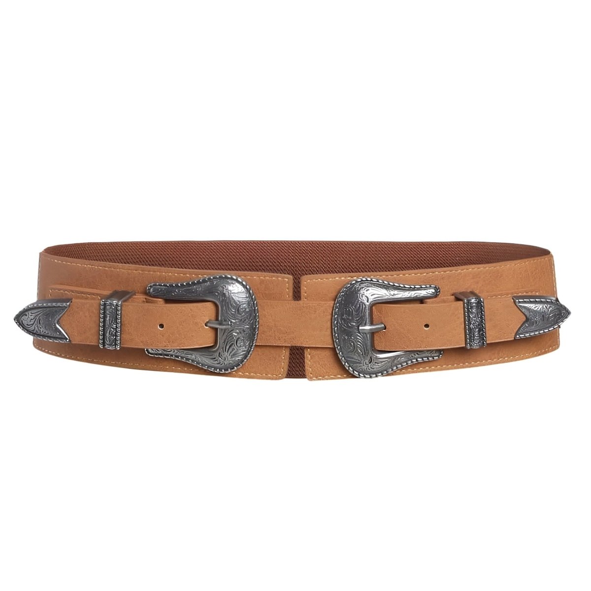 Belt wide and elastic to double buckles Western, model Skylor - Zictor