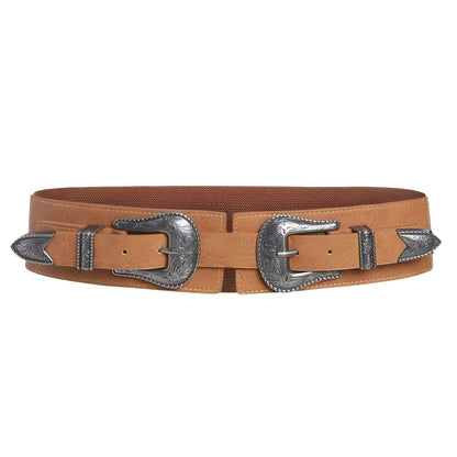 Belt wide and elastic to double buckles Western, model Skylor - Zictor