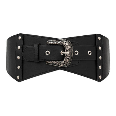 High Waist Elastic Belt For Women Prong Buckle - Model Ashbey