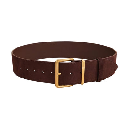 Belt wide in leather véritable suédé, to buckle wide golden, model Dorothée - Zictor