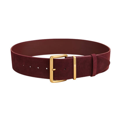 Belt wide in leather véritable suédé, to buckle wide golden, model Dorothée - Zictor