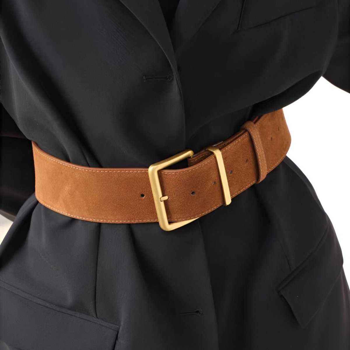 Belt In Leather Veritable Suede TO Buckle Golden Model Ray by Zictor