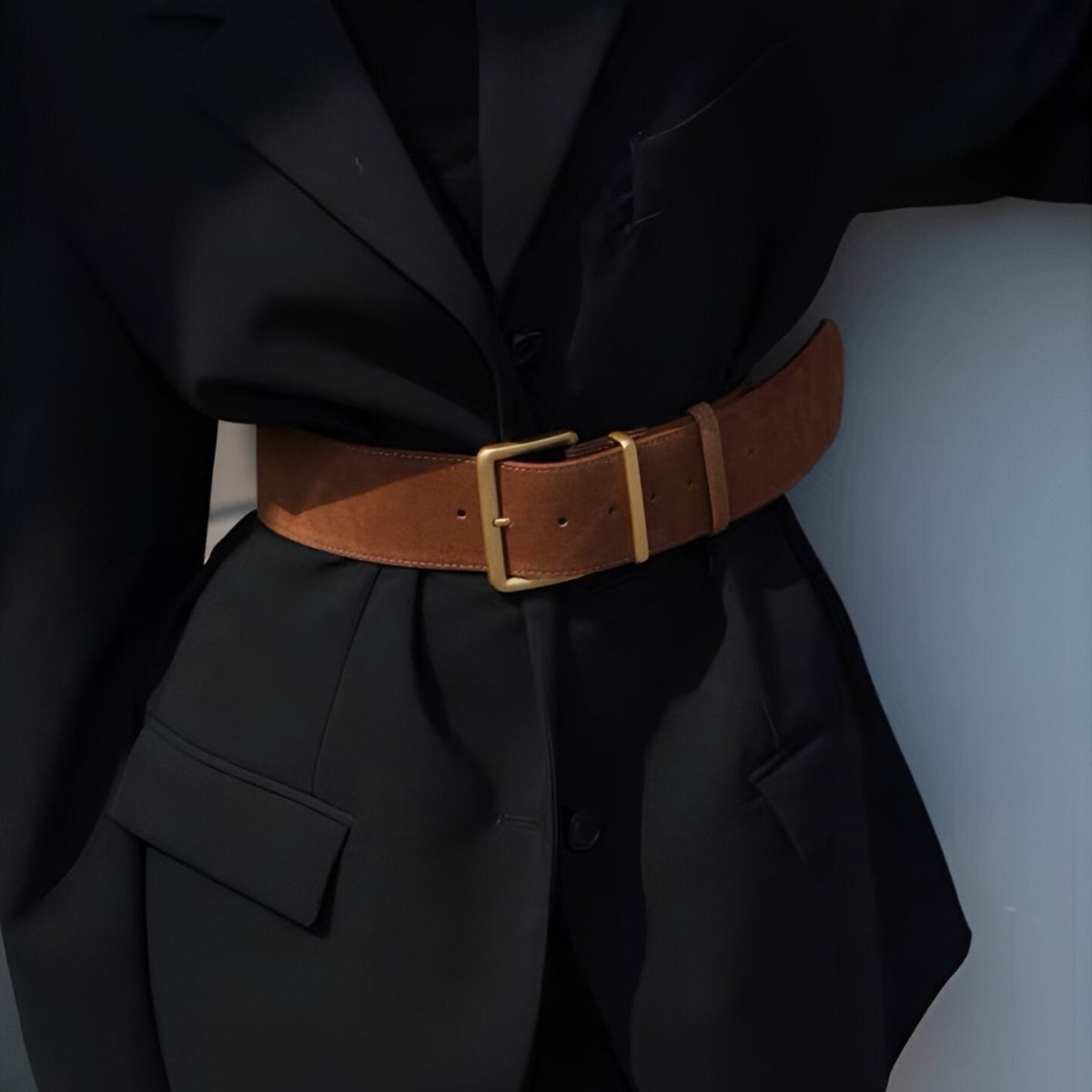 Belt In Leather Veritable Suede TO Buckle Golden Model Ray by Zictor