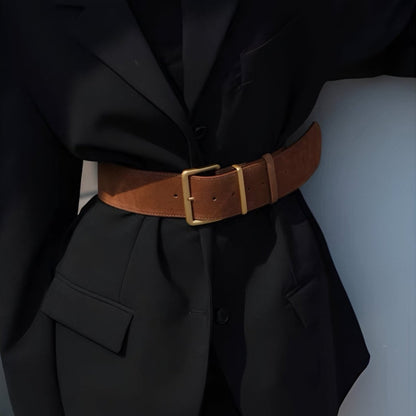 Belt In Leather Veritable Suede TO Buckle Golden Model Ray by Zictor