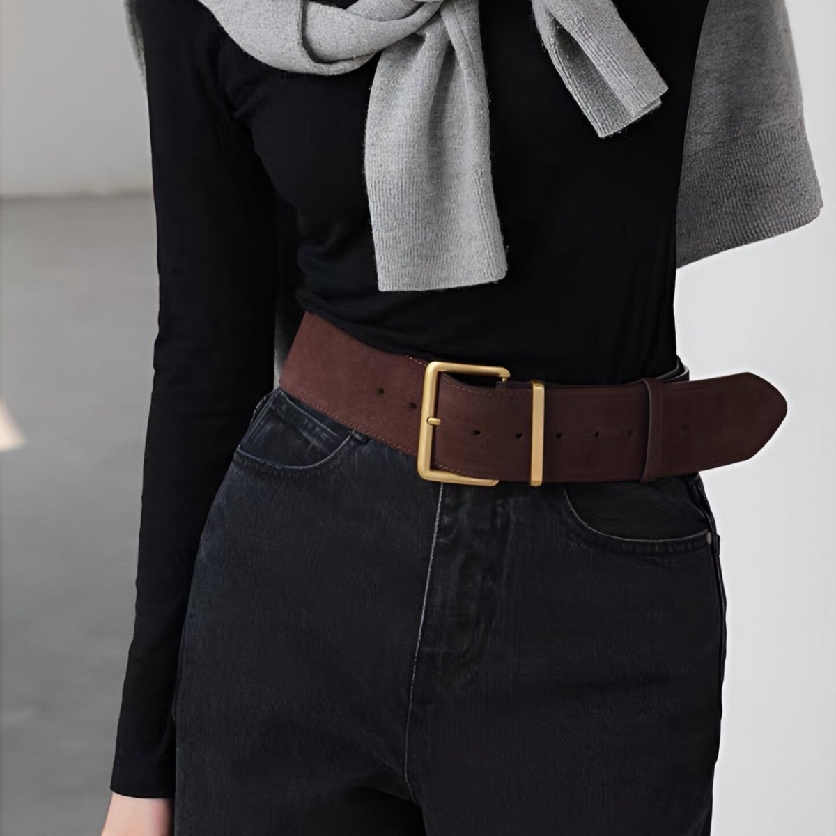 Belt In Leather Veritable Suede TO Buckle Golden Model Ray by Zictor