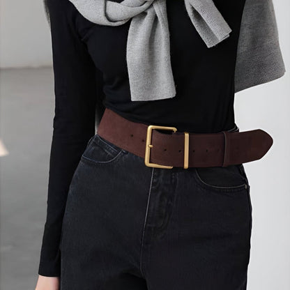 Belt In Leather Veritable Suede TO Buckle Golden Model Ray by Zictor