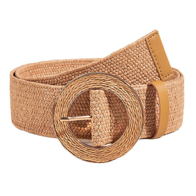 Braided Raffia Look Belt With Round Buckle - Model Ece