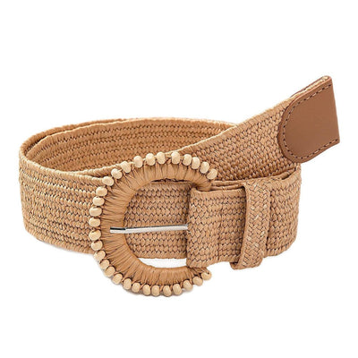 Braided Raffia Belt with Round Buckle - Model Isandre