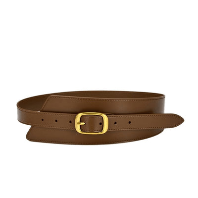 Brown Bovine High Waist Belt - Model Blaike