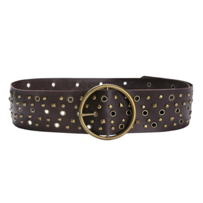 Brown Two - Tone Vegan Eyelets And Rivets Belt - Model Ayden