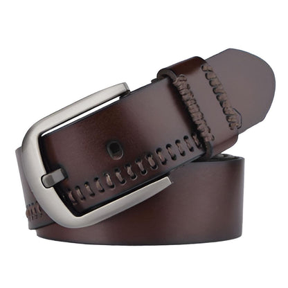 Belt with coutures apparentes in leather for men, model AmKendrix - Zictor