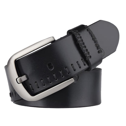 Belt with coutures apparentes in leather for men, model AmKendrix - Zictor