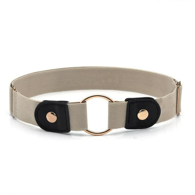 Elastic Buckle - Free Beige Belt For Jeans - Model Rileee