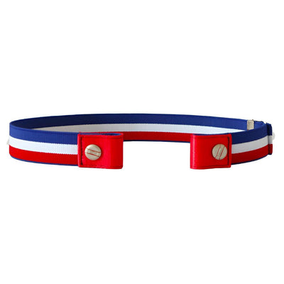 Elastic Buckleless Belt Blue White Red Striped - Model Poet