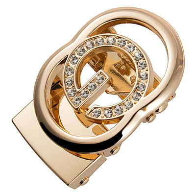 Gold Tone Automatic Belt Buckle G Central Strass - Model Omari