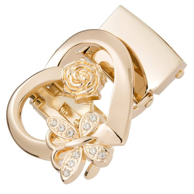 Automatic Belt Buckle Floral Heart Butterfly - Model Quinlan