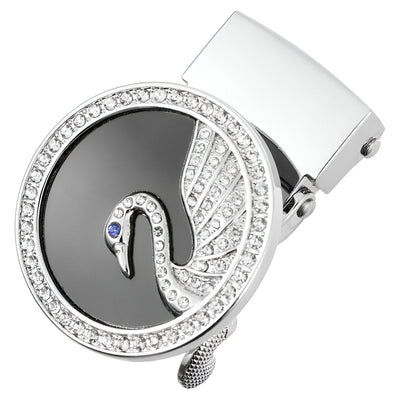 Automatic Belt Buckle With Swan Motif Crystal - Jordyn