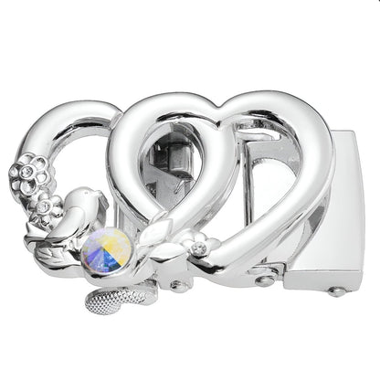 Buckle Of Belt Automatic TO Strass Motif Coeurs And Oiseau Model Seven by Zictor