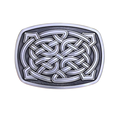 Celtic Belt Buckle Silver Rectangular Pattern - Model Rowen