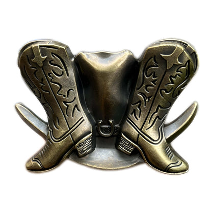 Buckle of belt Western, chapeau and bottes, model Matis - Zictor