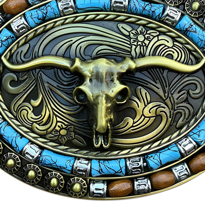 Buckle Of Belt Western Tete Of Longhorn Model Peytoni by Zictor