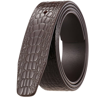 Strap of belt 3.4 cm, in leather, for buckles prongs, aspect crocMadisyn, model Mika - Zictor