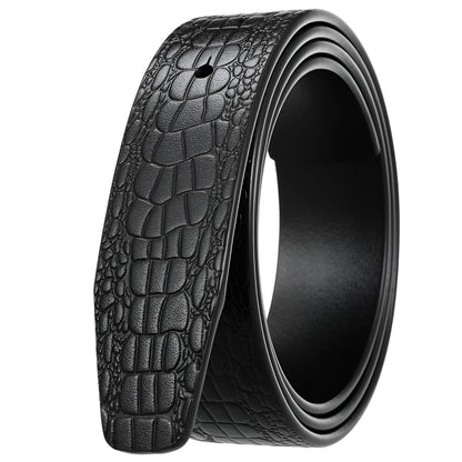 Strap of belt 3.4 cm, in leather, for buckles prongs, aspect crocMadisyn, model Mika - Zictor