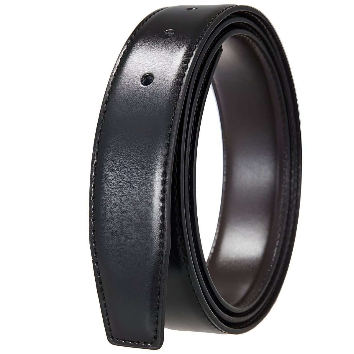 Strap of belt 3.4 cm, in leather, for buckles prongs, reversible, model Aydin - Zictor