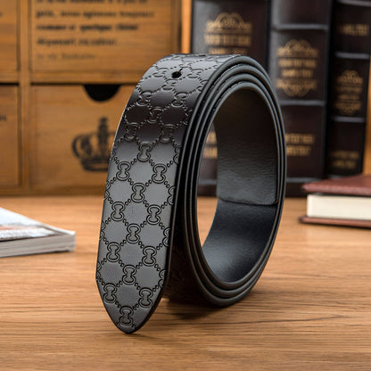 Strap of belt 3.4 cm, in leather, for buckles prongs, texturé, model Rivart - Zictor