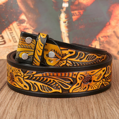 Strap Of Belt 3 8 Cm In Leather Texture Aux Motifs Florales For Buckles Interchangeables Model Peytone by Zictor