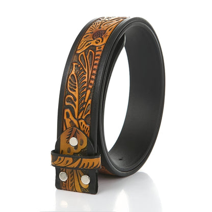 Strap of belt 3.8 cm, in leather texturé aux motifs florales, for buckles interchangeables, model Peytone - Zictor
