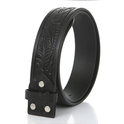 Strap of belt 3.8 cm, in leather texturé aux motifs florales, for buckles interchangeables, model Peytone - Zictor