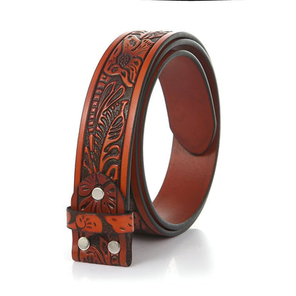 Strap of belt 3.8 cm, in leather texturé aux motifs florales, for buckles interchangeables, model Peytone - Zictor